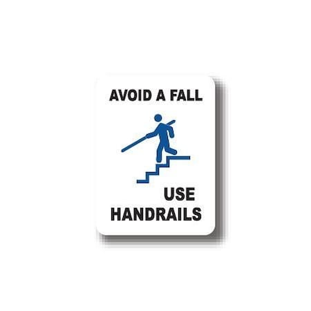 Ergomat 30in x 21in RECTANGLE SIGNS - Avoid A Fall Use Handrails DSV-SIGN 630 #2233 -UEN